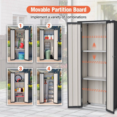 BIRCHTREE Metal Garden Storage Box Shed Outdoor with Shelves Cabinet Anthracite