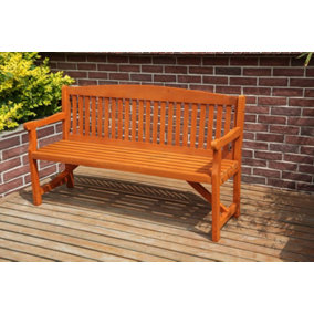 Birchtree Outdoor Home 3 Seat Chair Garden Porch Bench Indoor Seater Wood Wooden Frame Patio Deck Park Yard WGB02 Natural