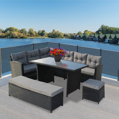 9 seater l shaped on sale rattan dining set