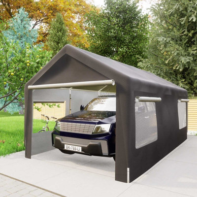 Birchtree Outdoor Steel PE Carport 10x20ft Shed Sidewalls Windows Boat Truck
