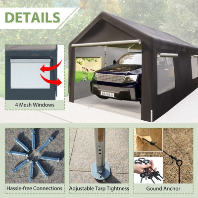 Quictent Outdoor Heavy Duty 10'x20' Carport Car Shelter Boat Cover Canopy Garage