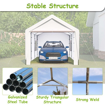 Birchtree Outdoor Steel PE Carport 10x21ft Shed Sidewalls Windows Boat Truck