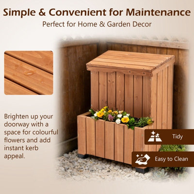 BIRCHTREE Outdoor Wooden Parcel Delivery Box with Planter Waterproof ...