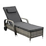 Birchtree Rattan Day Chair Recliner Sun Bed Lounger Wicker Outdoor Garden Furniture Terrace Patio SRL01 Grey