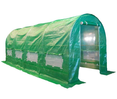 Birchtree Replacement Polytunnel Greenhouse PE Cover 5X2X2M Plant Grow Sheet Zipped Door