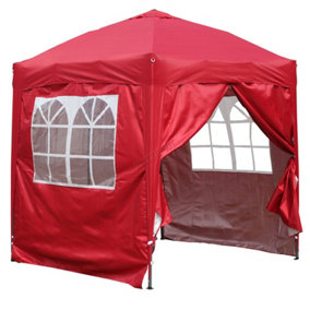 Birchtree Waterproof 2m x 2m Pop Up Gazebo Marquee Garden Party Tent Canopy 210D Oxford Cloth Steel Frame With Anchor Kits Red