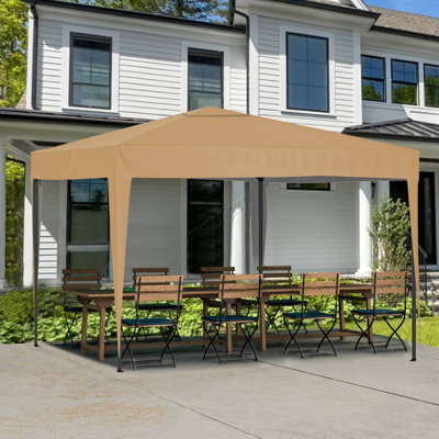 Birchtree Waterproof 3m x 3m Heavy Duty Pop Up Gazebo Marquee Garden Awning Party Tent Canopy 600D Polyester Steel Frame Beige