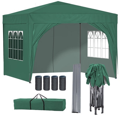 Birchtree Waterproof 3m x 3m Heavy Duty Pop Up Gazebo Marquee Garden Awning Party Tent Canopy 600D Polyester Steel Frame Green