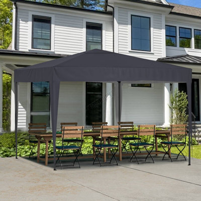 Birchtree Waterproof 3m x 3m Heavy Duty Pop Up Gazebo Marquee Garden Awning Party Tent Canopy 600D Polyester Steel Frame Grey