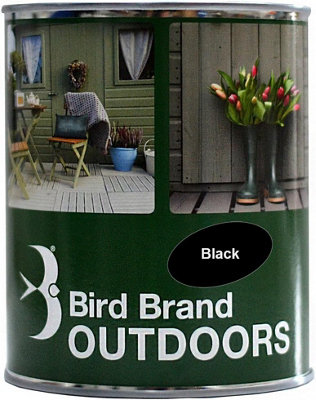 Fresh Look at Bird Brand Outdoor Garden Satin Finish Paint Black 1L Furniture