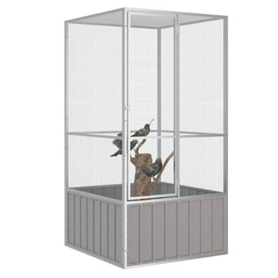 View of Bird Cage Grey 111x107x211.5 cm Galvanised Steel
