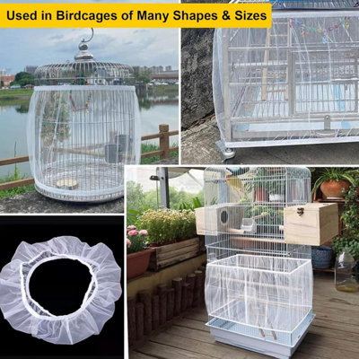 Bird Cage Seed Catcher Adjustable Nylon Mesh Skirt Guard Universal Cage ...