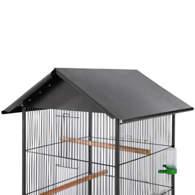 Picture of Bird Cage with Roof Black 66x66x155 cm Steel