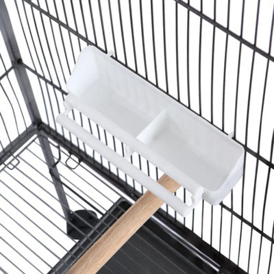 Image showcasing Bird Cage with Roof Black 66x66x155 cm Steel