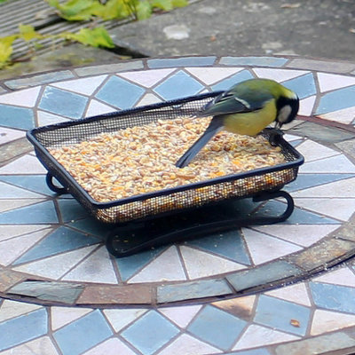 Bird Feeder raised metal micromesh wire Tray - 4