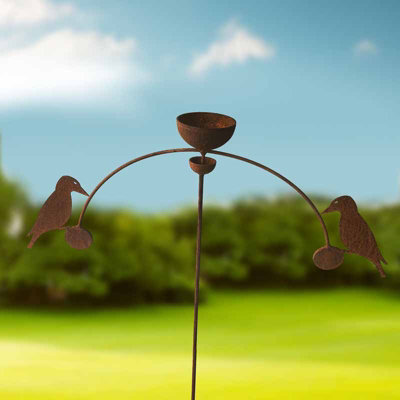 Bird Feeder Wind Rocker Double Bare Metal/Ready to Rust - Steel - L66 x H148.5 cm