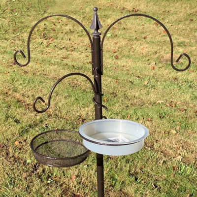 Bird Feeding Station with Mealworm Tray and Water Dish