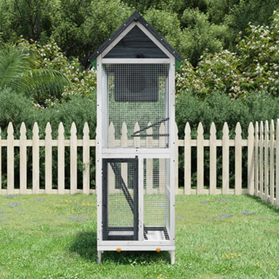 Picture of Bird House Grey 60x58.5x160 cm Solid Wood Pine