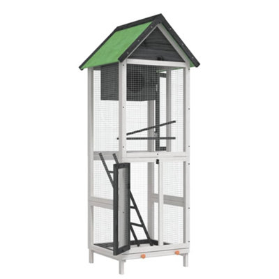 View of Bird House Grey 60x58.5x160 cm Solid Wood Pine