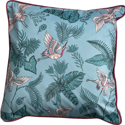 Bird of Paradise Cushion, Light Blue/Pink,50x50cm