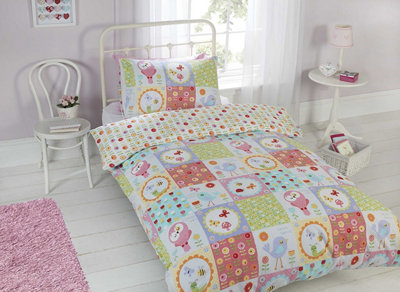 Birdie Patchwork Polycotton Duvet Set With Pillowcase