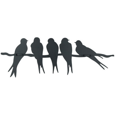 Birds on Wire / Branch Wall Art Metal Silhouette Garden Home Fence Decoration
