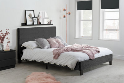 Birlea Berlin Double Bed Black Crushed Velvet