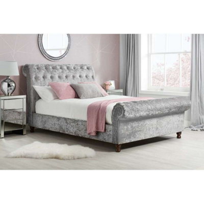 Birlea Castello Double Bed Steel Crushed Velvet