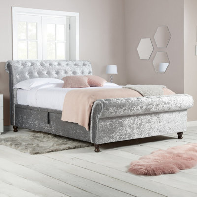 Birlea Castello Double Side Ottoman Bed Steel Crushed Velvet