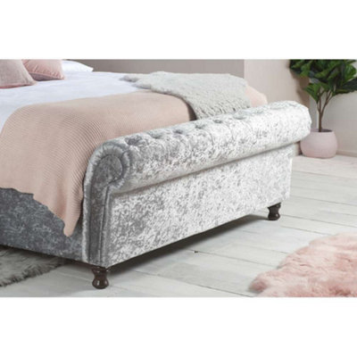 Birlea Castello King Side Ottoman Bed Steel Crushed Velvet