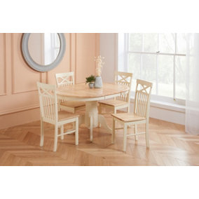 Birlea Chatsworth Round Extending Dining Table With 4 Chairs in Cream