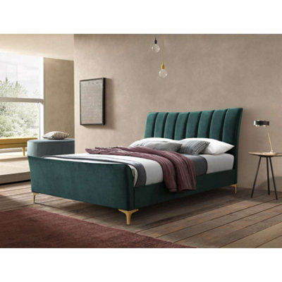 Birlea Clover Small Double Bed Frame In Green Fabric DIY at B Q