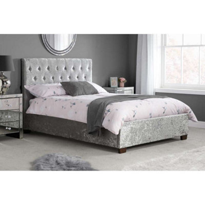 Birlea Cologne Double Bed Steel Crushed Velvet