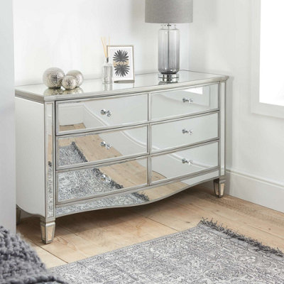 Birlea Elysee 6 Drawer Wide Chest Mirrored