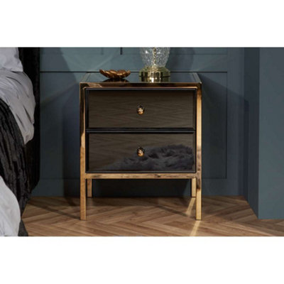 Birlea Fenwick 2 Drawer Bedside Black & Gold