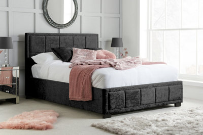 Birlea Hannover Double Bed Black Crushed Velvet