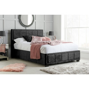 Birlea Hannover Small Double Bed Black Crushed Velvet