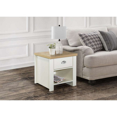 Birlea Highgate 1 Drawer Lamp Table Cream & Oak