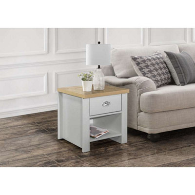 Birlea Highgate 1 Drawer Lamp Table Grey & Oak