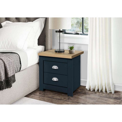 Birlea Highgate 2 Drawer Bedside Navy Blue & Oak