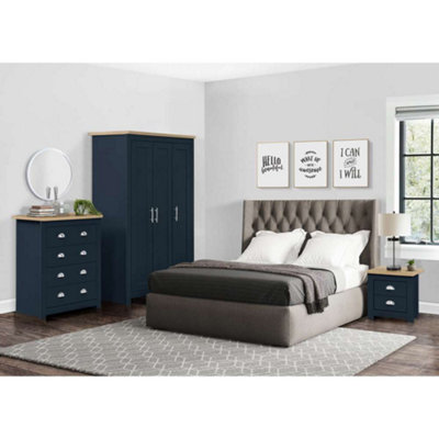 Birlea Highgate 2 Drawer Bedside Navy Blue & Oak