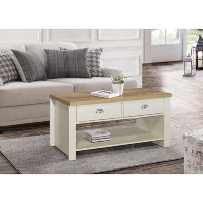Birlea Highgate 2 Drawer Coffee Table Cream & Oak