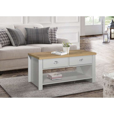 Birlea Highgate 2 Drawer Coffee Table Grey & Oak