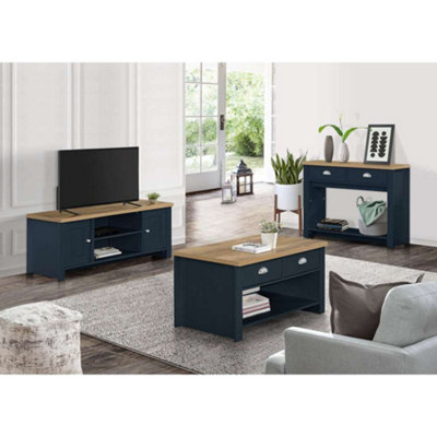 Navy blue coffee table deals with storage