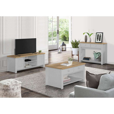 Birlea Highgate 2 Drawer Console Table Grey & Oak