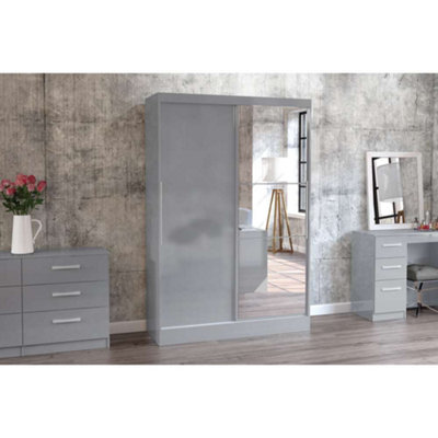 Birlea Lynx 2 Door Sliding Wardrobe With Mirror Grey