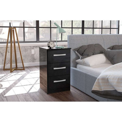 Birlea Lynx 3 Drawer Bedside Black