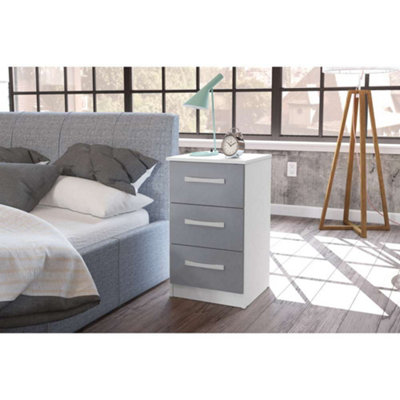 Birlea Lynx 3 Drawer Bedside White & Grey