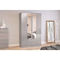 Birlea Lynx 4 Door 2 Drawer Wardrobe With Mirror Grey