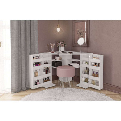 Birlea Olivia Corner Dressing Table With Storage White